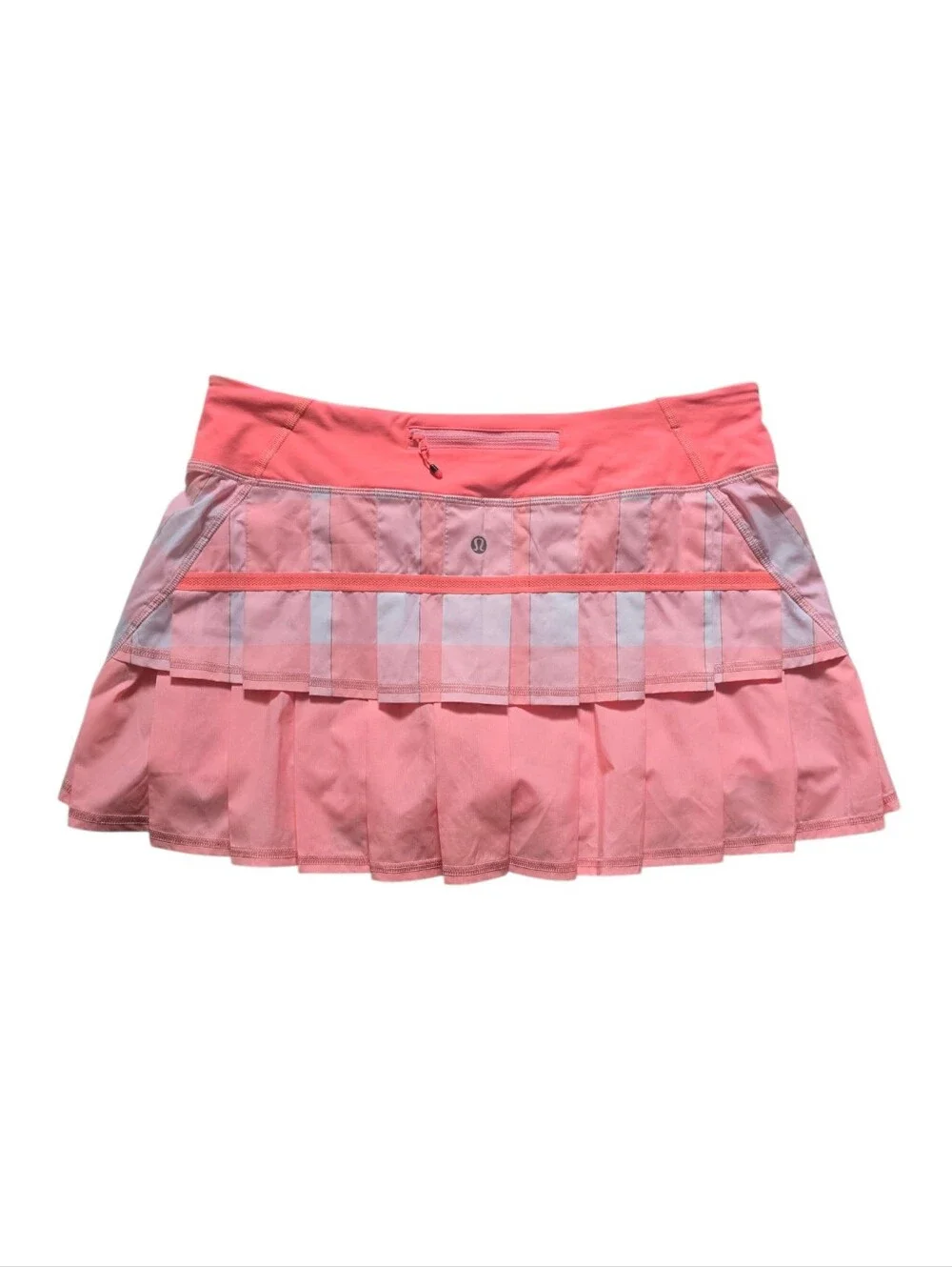 Lululemon Run: Pace Setter Skirt (Regular)Gros Gingham Bleached Coral / Pop Ora